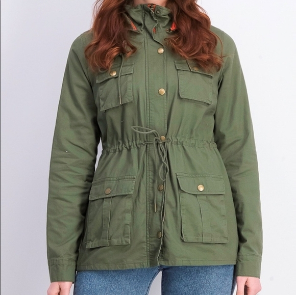 41 Hawthorn Chaplin Lined Hooded Anorak Jacket Utility Pockets Red Gold Sz Large - Picture 10 of 10